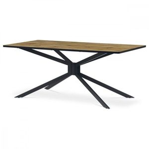 AUTRONIC HT-885 OAK Jedálenský stôl, 180x90x75 cm, MDF doska, 3D dekor divoký dub, kovovová hvezdicová podnož, čierny mat vyobraziť