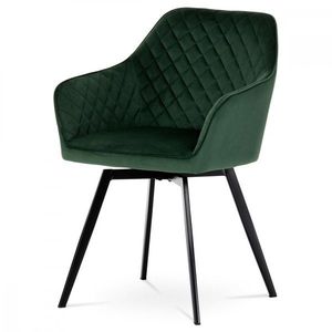 AUTRONIC DCH-425 GRN4 Jedálenská stolička, poťah smaragdovo zelená zamatová látka, kovové nohy, čierny matný lak vyobraziť