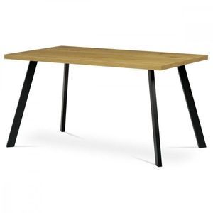 AUTRONIC HT-740 OAK Jedálenský stôl 140x85x75 cm, doska melamín, 3D dekor divoký dub, kovové nohy, čierny mat vyobraziť