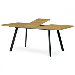 AUTRONIC HT-780 OAK Jedálenský stôl 140+40x85x75 cm, doska melamín, 3D dekor divoký dub, kovové nohy, čierny mat vyobraziť