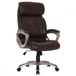 AUTRONIC KA-Y284 BR Kancelářská židle, tmavě hnedá koženka, plast v barvě champagne, kolečka pro tvrdé podlahy vyobraziť