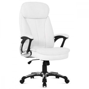 AUTRONIC KA-Y287 WT Kancelářská židle, bílá koženka, plast ve stříbrné, kolečka pro tvrdé podlahy vyobraziť