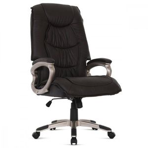 AUTRONIC KA-Y293 BR Kancelářská židle, tmavě hnedá kůže, plast v barvě champagne, kolečka pro tvrdé podlahy vyobraziť