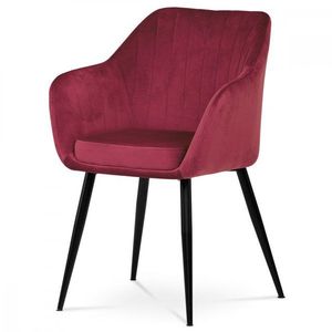 AUTRONIC PIKA RED4 Jedálenská stolička, poťah červená zamatová látka, kovové nohy, čierny matný lak vyobraziť