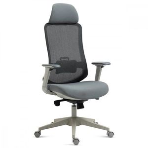 AUTRONIC KA-V321 GREY Kancelářská židle, šedý plast, šedá průžná látka a mesh, 4D područky, kolečka pro tvrdé podlahy, multifunkční mechanismu vyobraziť