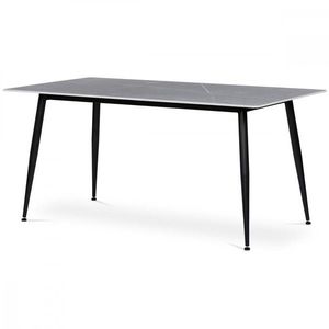 AUTRONIC HT-406M GREY Stůl jídelní 160x90x76 cm, deska slinutý kámen v imitaci matného mramoru, černé kovové nohy vyobraziť