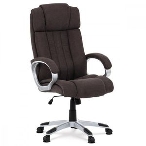 AUTRONIC KA-L632 BR2 Kancelářská židle, plast ve stříbrné barvě, hnědá látka, kolečka pro tvrdé podlahy vyobraziť