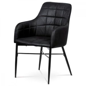 AUTRONIC AC-9990 BK3 Jedálenská stolička, poťah čierna látka v dekor vintage kože, kovová podnož, černý matný lak vyobraziť