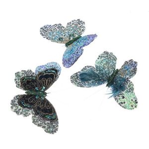 Súprava textilných motýlikov 3 ks, modrá vyobraziť