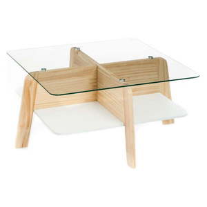 Konferenčný stolík so sklenenou doskou v prírodnej farbe 60x60 cm Varm – Tomasucci vyobraziť