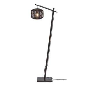 Čierna stojacia lampa s ratanovým tienidlom (výška 150 cm) Tanami – Good&Mojo vyobraziť