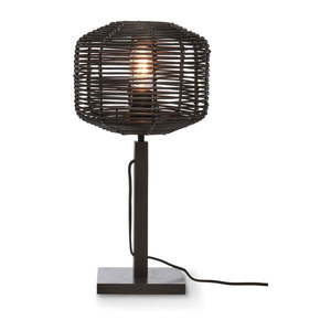 Čierna stolová lampa s ratanovým tienidlom (výška 40 cm) Tanami – Good&Mojo vyobraziť