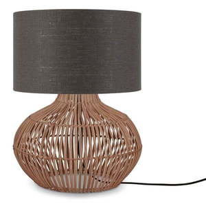 Stolová lampa s textilným tienidlom v tmavo šedo-prírodnej farbe (výška 48 cm) Kalahari – Good&Mojo vyobraziť