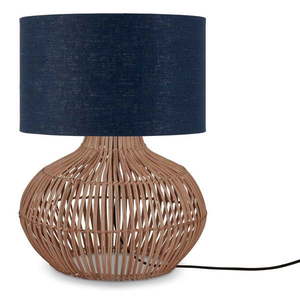 Stolová lampa s textilným tienidlom v tmavo modro-prírodnej farbe (výška 48 cm) Kalahari – Good&Mojo vyobraziť