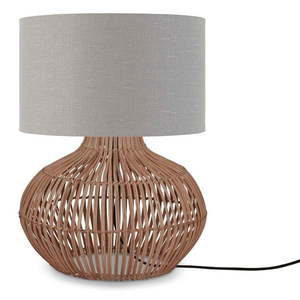 Stolová lampa s textilným tienidlom vo svetlo šedo-prírodnej farbe (výška 48 cm) Kalahari – Good&Mojo vyobraziť