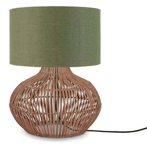 Stolová lampa s textilným tienidlom v zeleno-prírodnej farbe (výška 48 cm) Kalahari – Good&Mojo vyobraziť