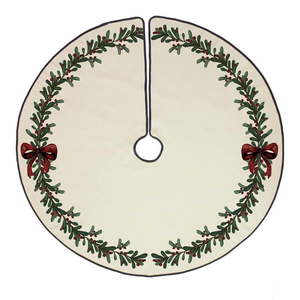 Krémovobiely umyvateľný okrúhly koberec pod stromček s vianočným motívom ø 130 cm – Butter Kings vyobraziť