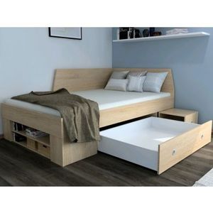 Úložná posteľ so zástenou Junior 120x200 cm, dub sonoma% vyobraziť