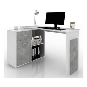 Rohový písací stôl Andy, biela/šedý beton% vyobraziť