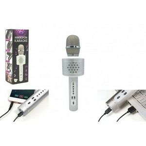 Teddies Mikrofón karaoke Bluetooth, strieborná, na batérie, s USB káblom vyobraziť