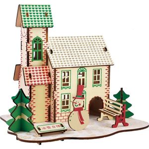 Dřevěné 3D puzzle Zimní dům vyobraziť