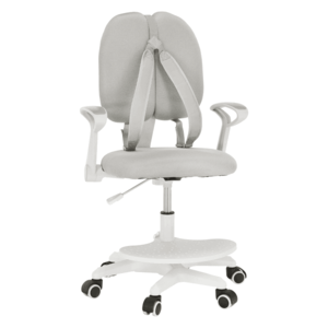 Rastúca stolička s podnožou a trakmi, sivá/biela, ANAIS vyobraziť