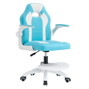 Otočná stolička s podnožou, modrá/biela, RAMIL vyobraziť