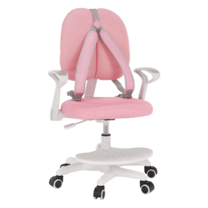 Rastúca stolička s podnožou a trakmi, ružová/biela, ANAIS vyobraziť