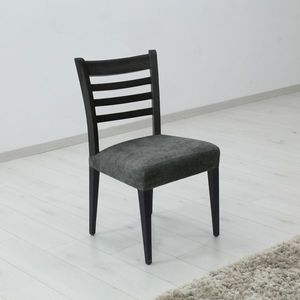 Poťah elastický na sedák stoličky, komplet 2 ks Estivella odolný proti škvrnám, tmavo šedá vyobraziť