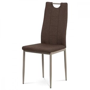 AUTRONIC DCL-393 BR2 jedálenská stolička, hnedá látka, kov cappuccino lesk vyobraziť