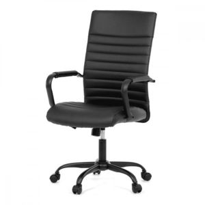 AUTRONIC KA-V306 BK Kancelářská židle, černá ekokůže, houpací mech, kolečka pro tvrdé podlahy, černý kov vyobraziť