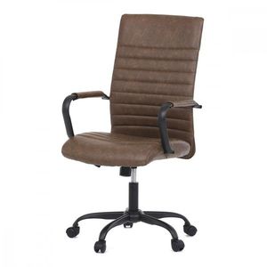 AUTRONIC KA-V306 BR Kancelářská židle, hnědá ekokůže, houpací mech, kolečka pro tvrdé podlahy, černý kov vyobraziť
