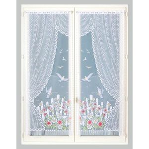 Rovná vitrážová záclona s motívom vtáčikov, pre garnižovú tyč, pár vyobraziť