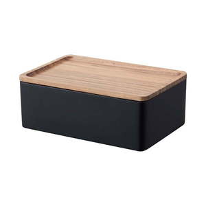 Čierny úložný box s vekom 18.5x12.5x7 cm Rin – YAMAZAKI vyobraziť