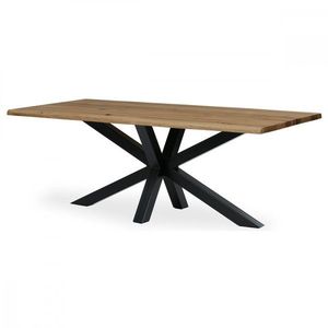 AUTRONIC DS-S200 DUB Stůl jídelní, 200x100 cm, masiv dub, přírodní hrana, kovová noha Spyder, černý lak vyobraziť