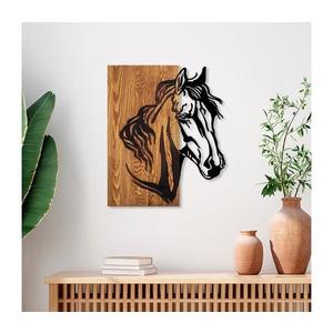 Nástenná dekorácia 48x58 cm kôň drevo/kov vyobraziť