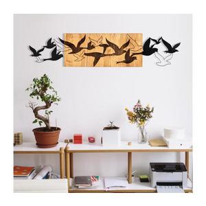 Nástenná dekorácia 111x25 cm vtáci drevo/kov vyobraziť