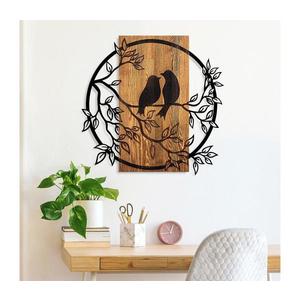 Nástenná dekorácia 59x57 cm vtáci drevo/kov vyobraziť
