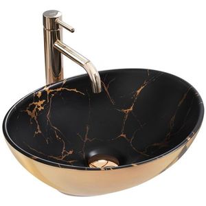 Umývadlo na dosku Rea Sofia in Gold marble black REA-U8011 vyobraziť