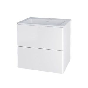 MEREO - Siena, kúpeľňová skrinka s umývadlom z liateho mramoru 61 cm, biela lesk CN410M vyobraziť
