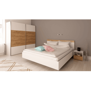 Spálňový komplet (posteľ 160x200 cm), biela/dub artisan, GABRIELA NEW vyobraziť