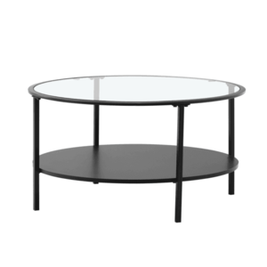 Konferenčný stolík, čierna/sklo/kov, PARLAN vyobraziť