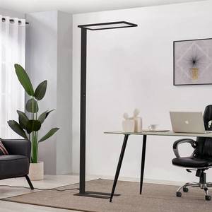 PRIOS Kancelárska stojacia lampa Prios Taronis LED, stmievanie, čierna vyobraziť