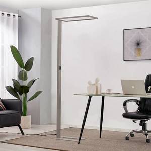 PRIOS Kancelárska stojacia lampa Prios Taronis LED, stmievač, strieborná vyobraziť
