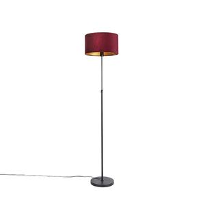 Stojacia lampa čierna so zamatovým odtieňom červená so zlatou 35 cm - Parte vyobraziť