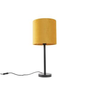 Stolná lampa Art Deco čierna so žltým tienidlom 25 cm - Simplo vyobraziť