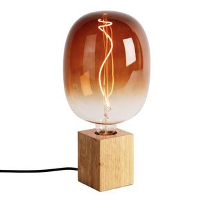 Vidiecka stolová lampa z prírodného dreva vrátane LED G170 - Bloc vyobraziť