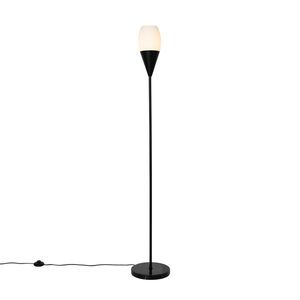 Moderná stojaca lampa čierna s opálovým sklom - Drop vyobraziť