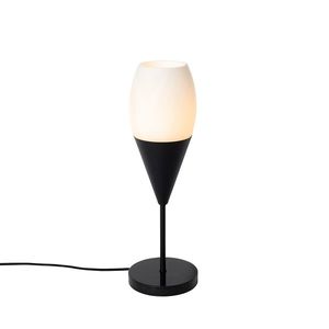 Moderná stolná lampa čierna s opálovým sklom - Drop vyobraziť
