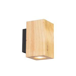 Vidiecke nástenné svietidlo drevené štvorcové 2-svetlé - Sandy vyobraziť